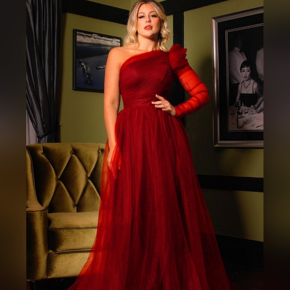 Ritz Gown - Burgundy Shoulder Maxi Dress - PinupGirlClothing